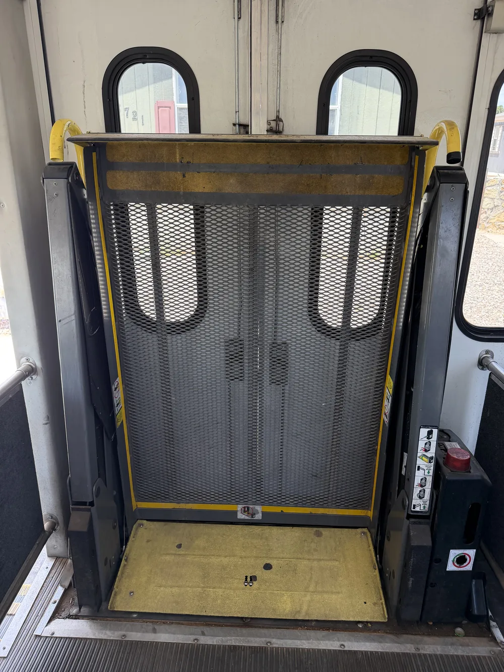 The wheelchair lift on one of our accessible vehicles