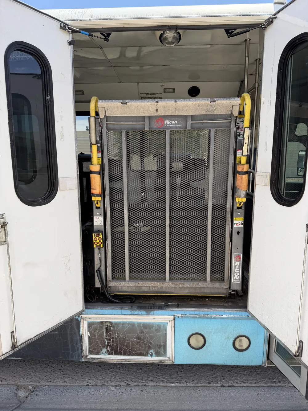 The wheelchair lift on one of our accessible vehicles